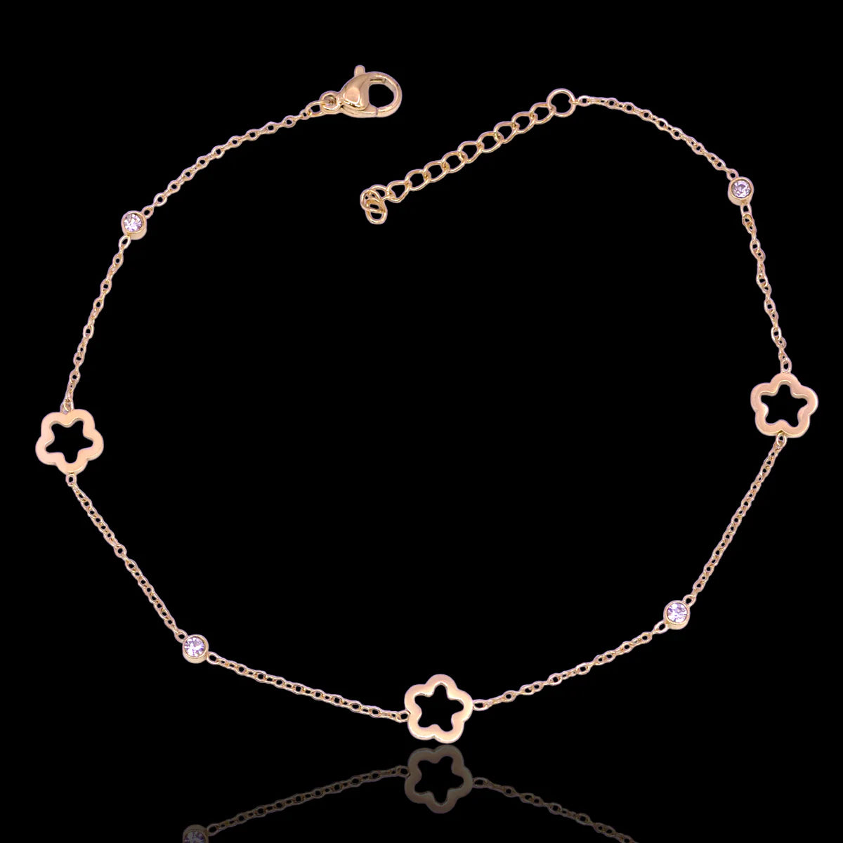 GOLD FILLED STAINLESS STEEL DAISY FLOWER ADJUSTABLE ANKLET