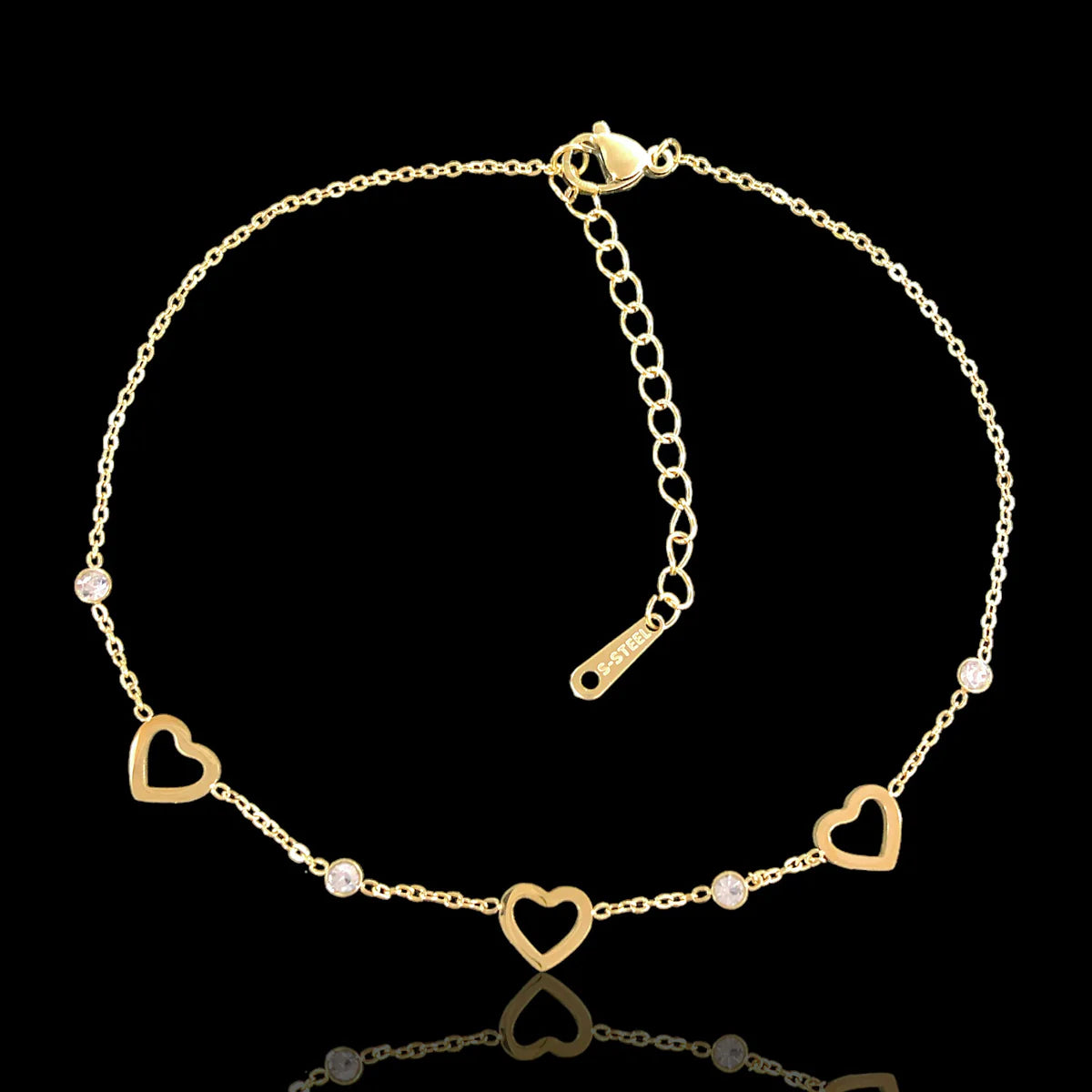 GOLD FILLED STAINLESS STEEL SWEET HEART ADJUSTABLE ANKLET