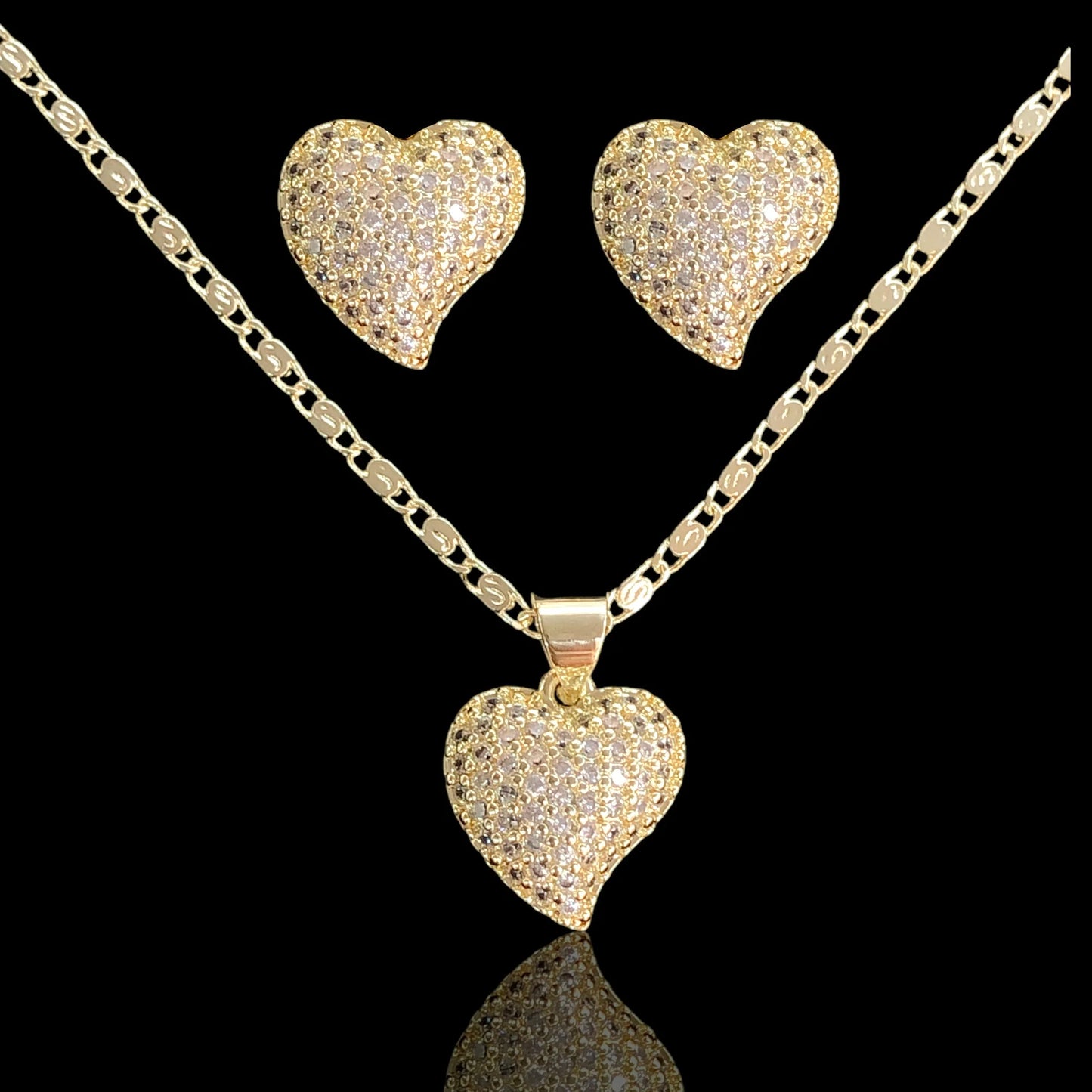 GOLD FILLED MILANO AMOR HEART ZIRCONIA SET
