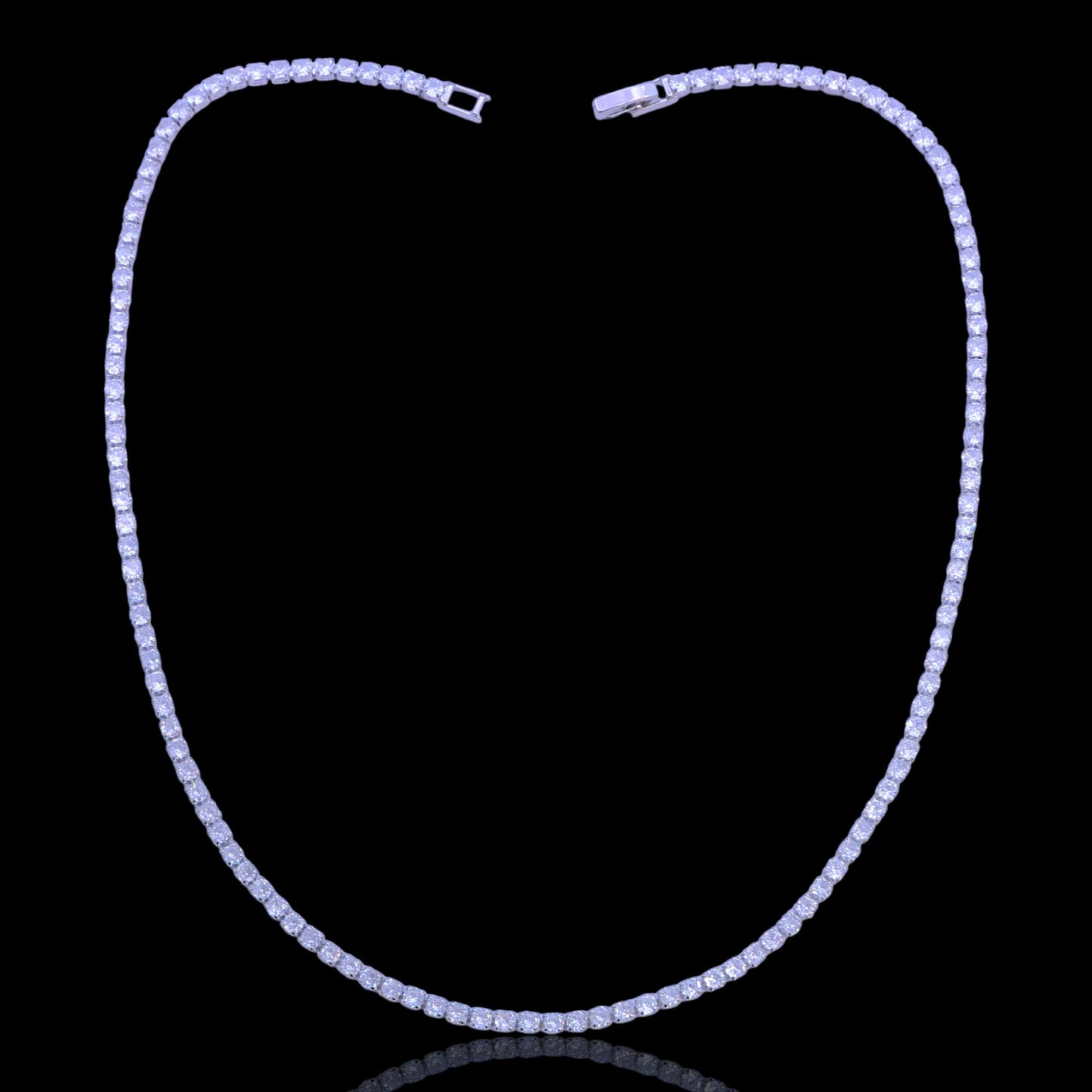 RHODIUM LAYERED 3MM TENNIS NECKLACE